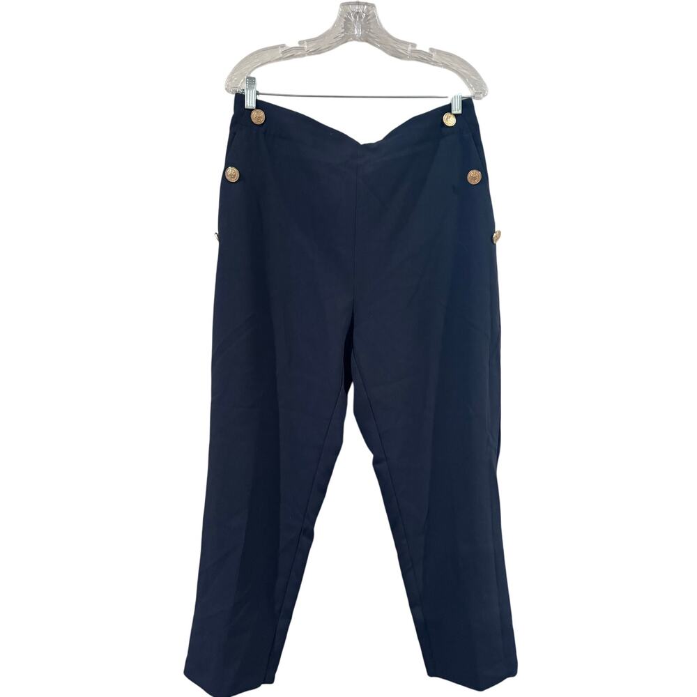 Zara Sailor High Waist Crop Pants Gold Button Detail XL